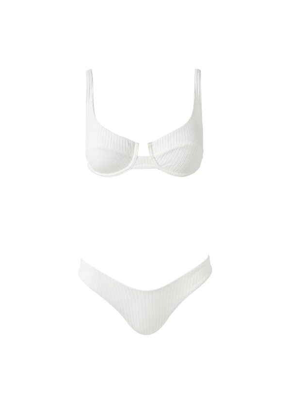 Montreal White Ribbed Bikini Bottom Online-Verkauf – Bild 2